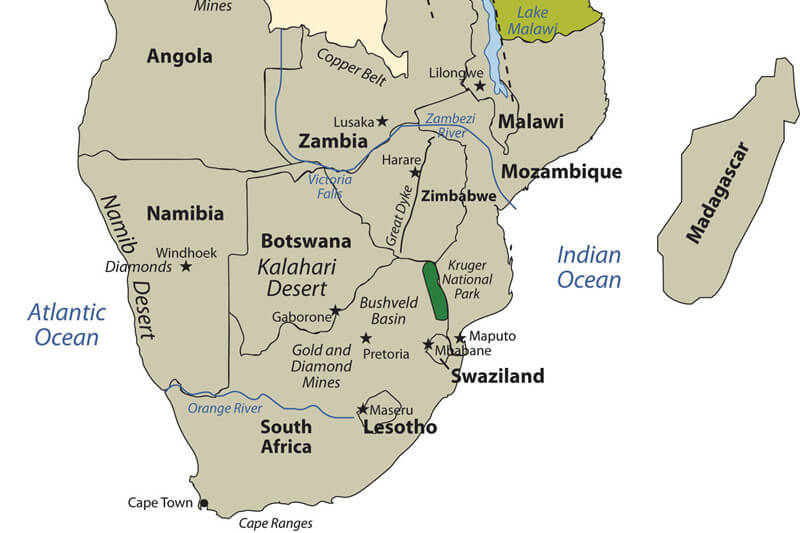 Southern Africa map