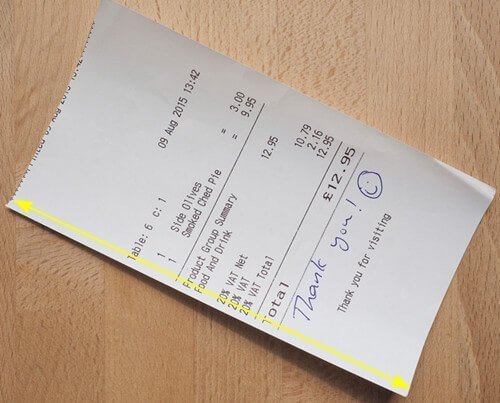 Single receipt's length